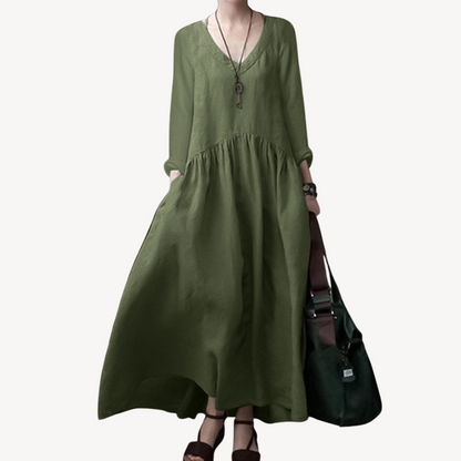 Relaxed Fit V Neck Maxi Dress for Women