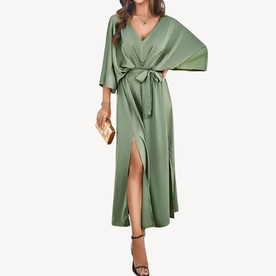 Flowy Waist Cinch Long Dress