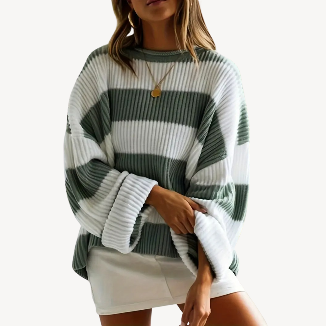 Comfy Women's Horizontal Knit Sweater - OutfitLondon