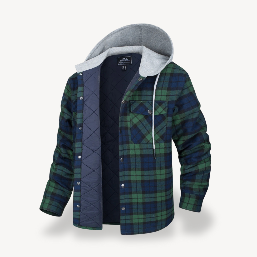 Warm Checked Hoodie Coat for Men