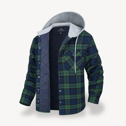 Warm Checked Hoodie Coat for Men