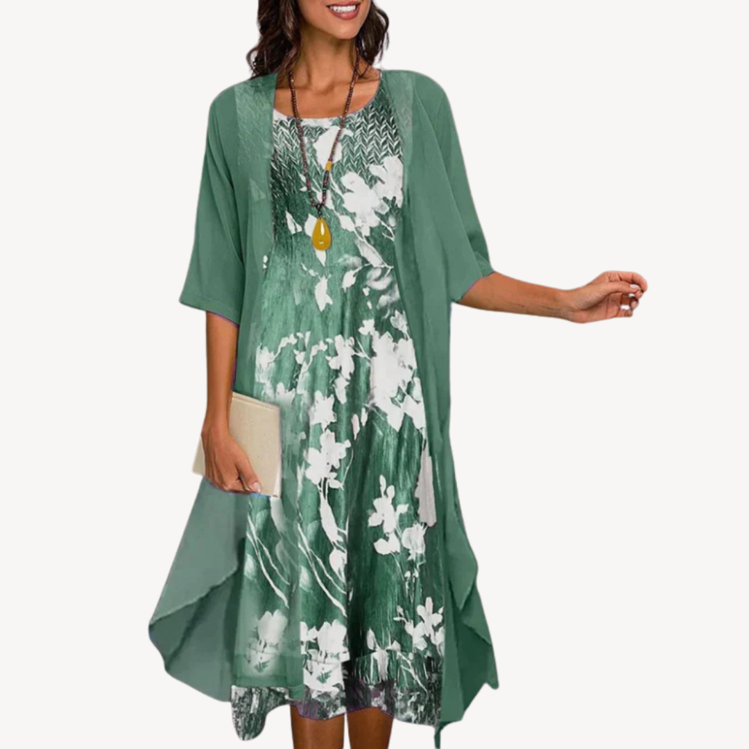 Ladies Pretty Flower Maxi Dress Outfit