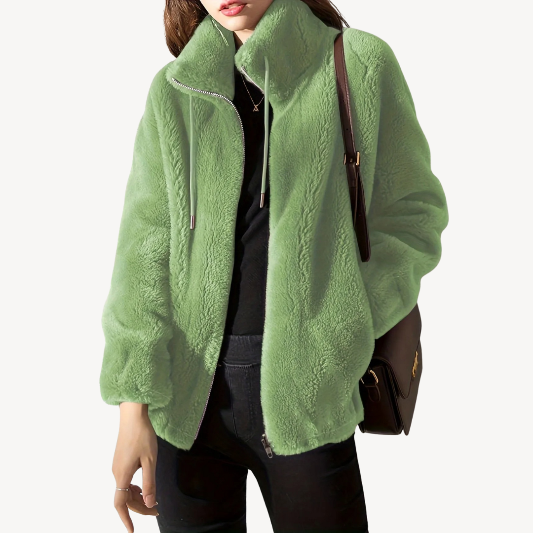Ladies Synthetic Fur Zip Jacket