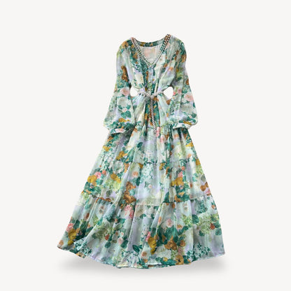 Ladies Pretty Floral Floor Length Dress