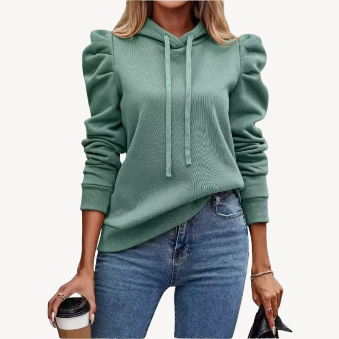 Relaxed Fit Womens Puffy Hooded Sweater