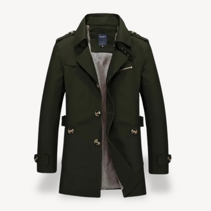 Classic Male Tailored Long Coat - OutfitLondon