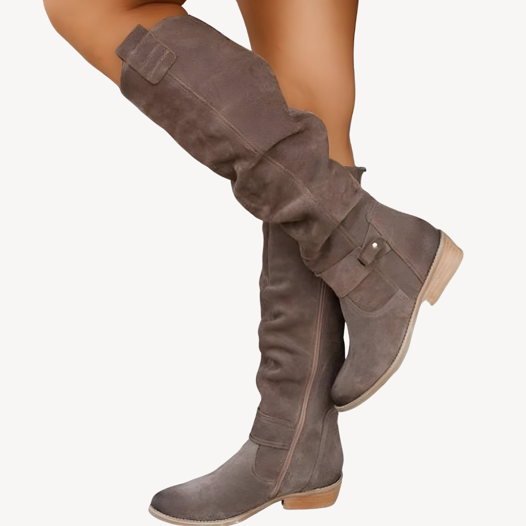 Comfortable Tall Faux Leather Women's Boots - OutfitLondon