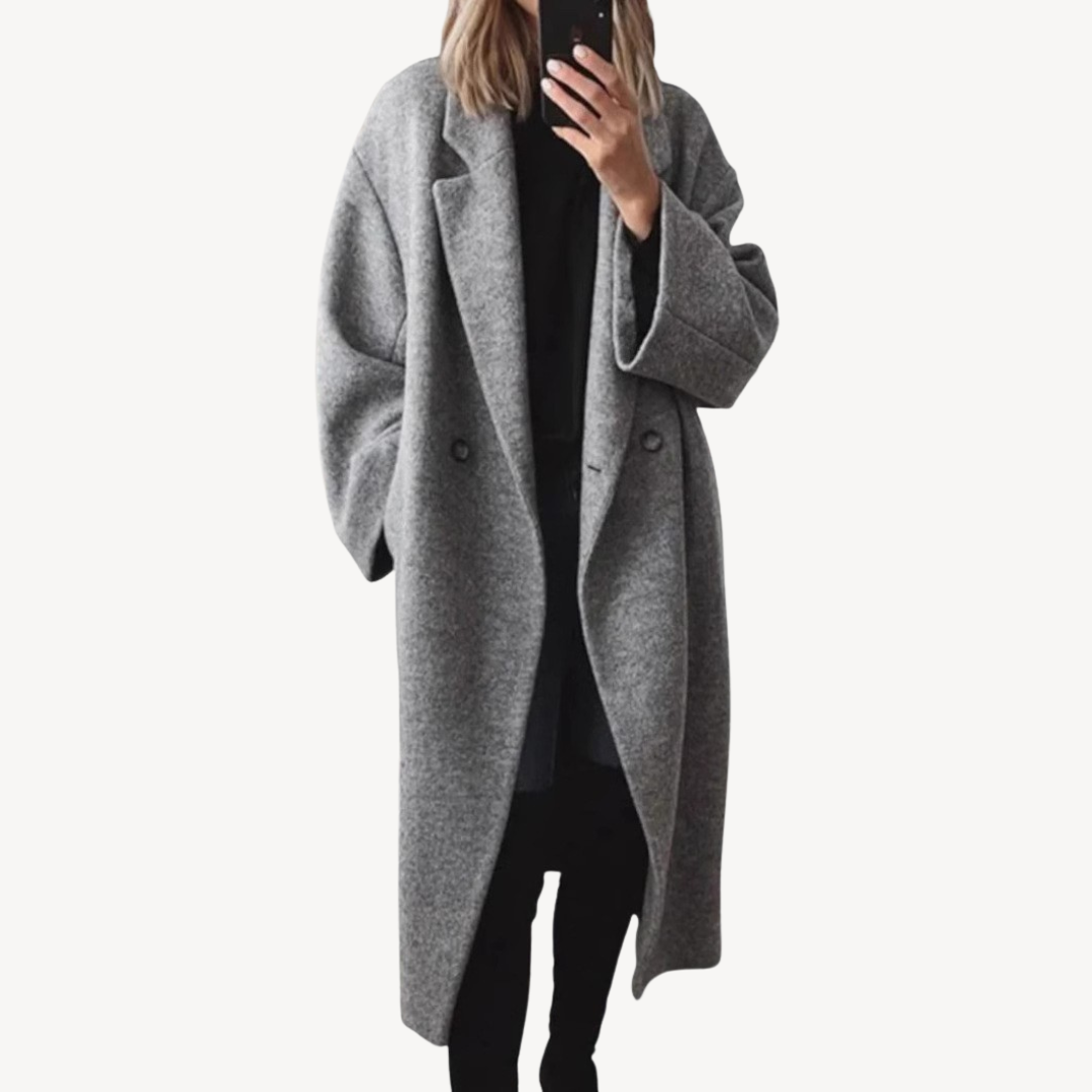 Ladies Warm Wool Double Button Coat
