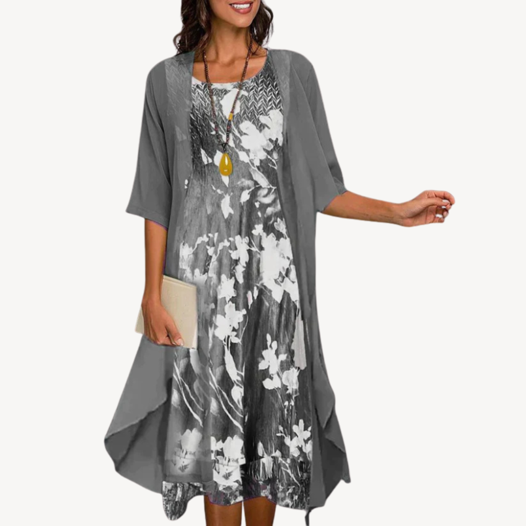 Ladies Pretty Flower Maxi Dress Outfit - OutfitLondon