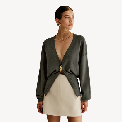 Ladies Soft V-Neck Sweater Cardigan