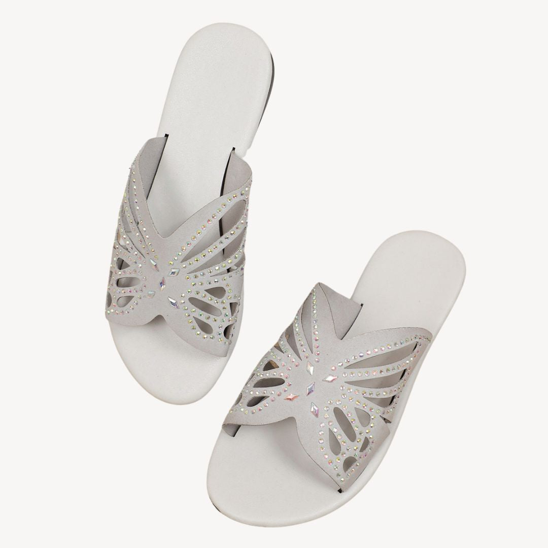 Comfortable Sparkly Floral Women's Flat Sandals
