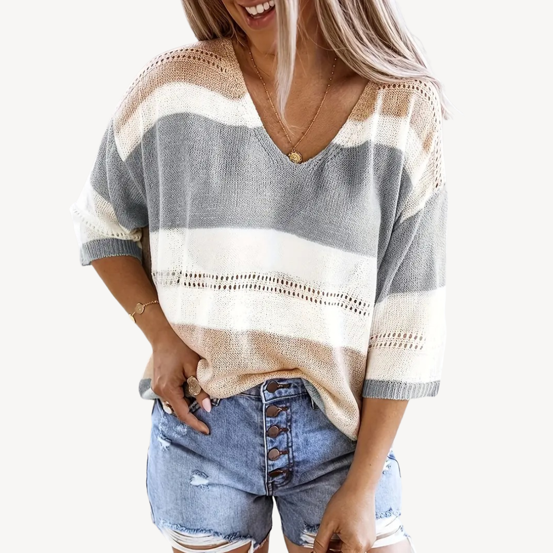 Colorful Crew Neck Sweater Top