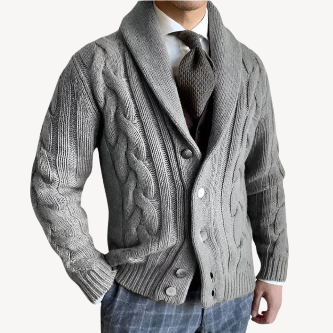 Warm Crew Neck Men's Cardigan Sweater