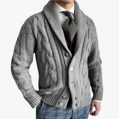 Warm Crew Neck Men's Cardigan Sweater