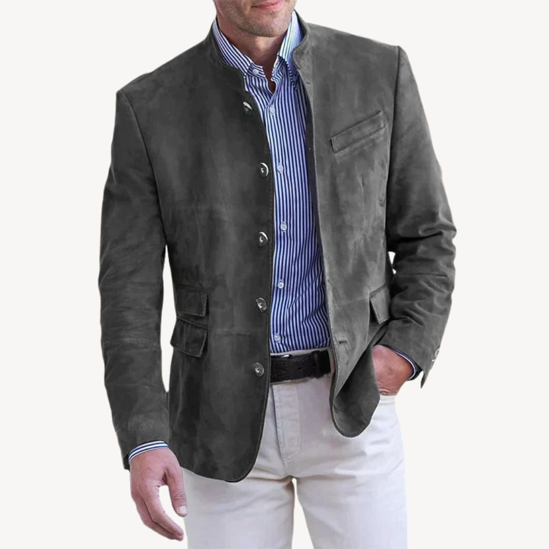 Luxury Leather Men's Blazer Coat - OutfitLondon