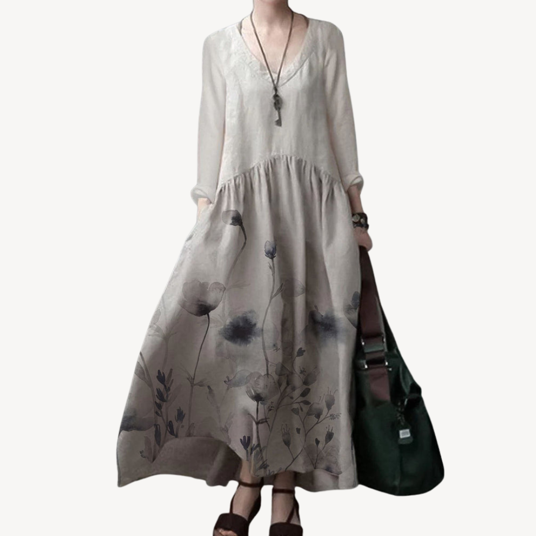 Relaxed Fit V Neck Maxi Dress for Women