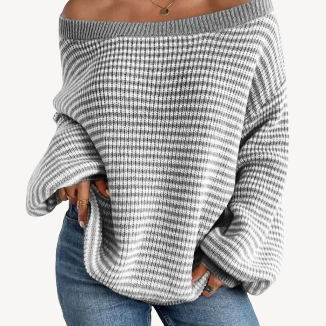 Colorful Cold Shoulder Women's Knit Sweater