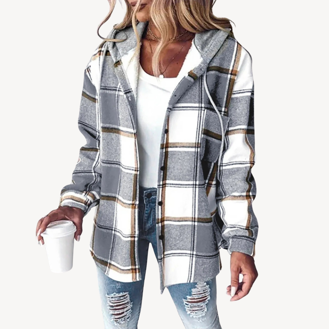 Checked Flannel Hoodie Coat