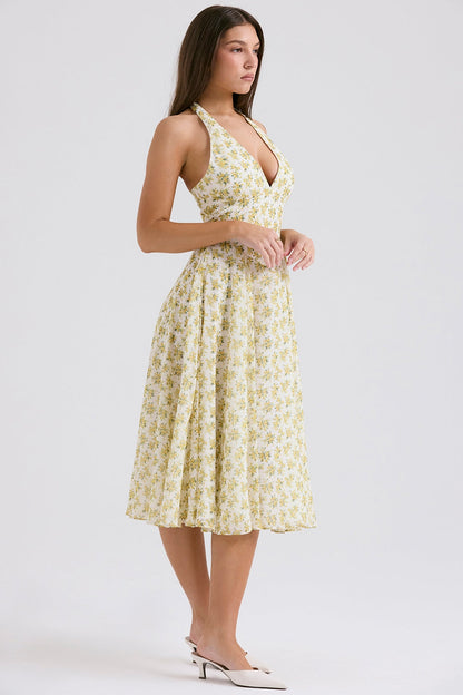 Hayden | Vintage Fit Floral Print Halter Sundress