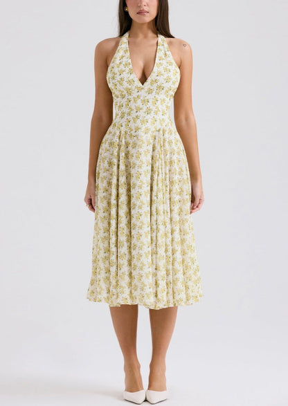 Hayden | Vintage Fit Floral Print Halter Sundress
