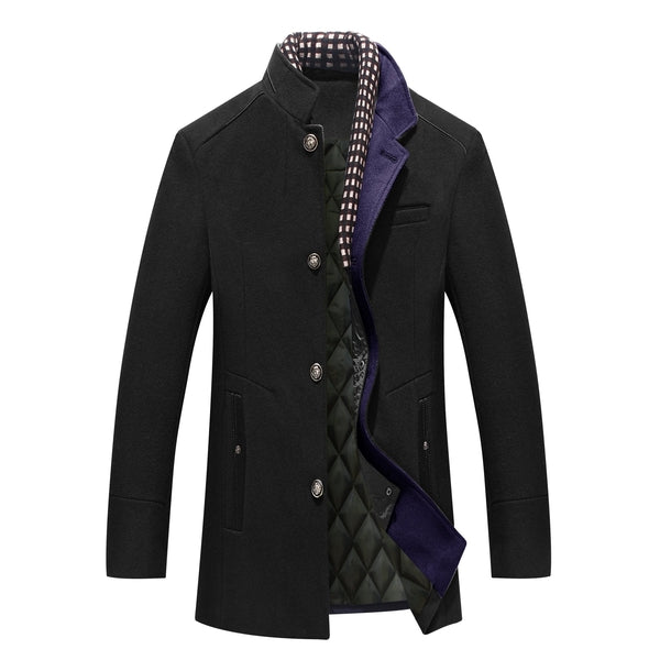 Classic Men's Long Coat with Button Front