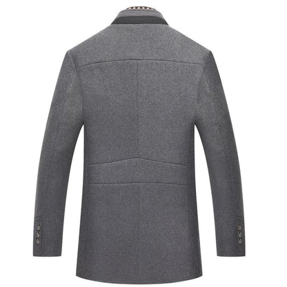 Classic Men's Long Coat with Button Front