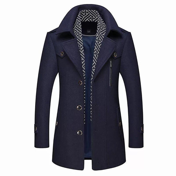Traditional Mens Thick Wool Coat - OutfitLondon