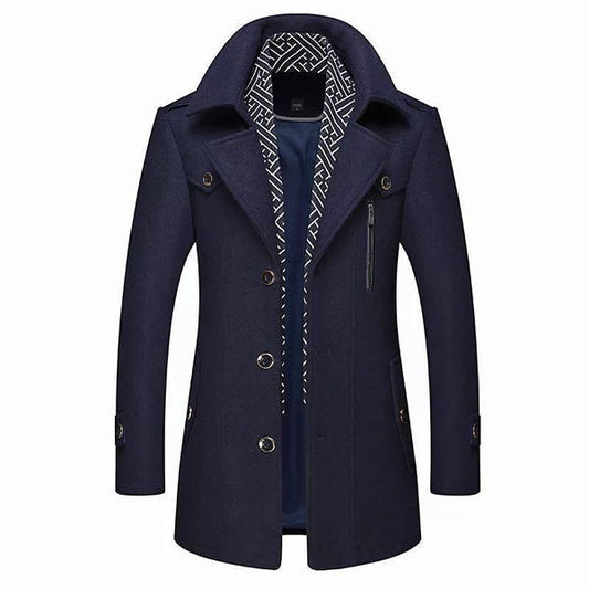 Traditional Mens Thick Wool Coat - OutfitLondon