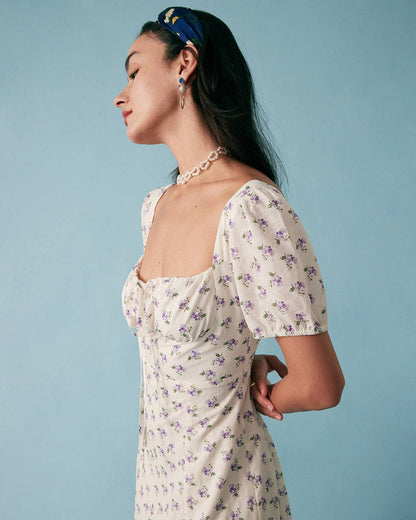 Helena | Ruched Fit Short Sleeve Floral Summer Dress
