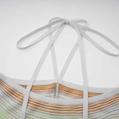 Helene | Sleeveless Halterneck Striped Maxi Dress