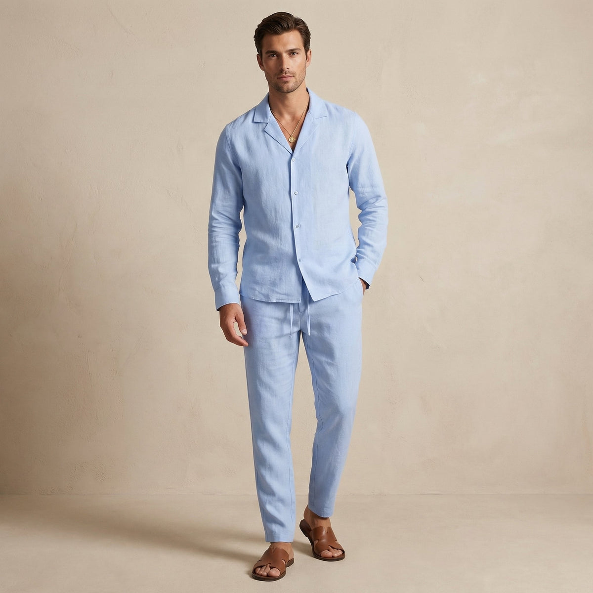 Men's Breathable Cotton Two-Piece Summer Set