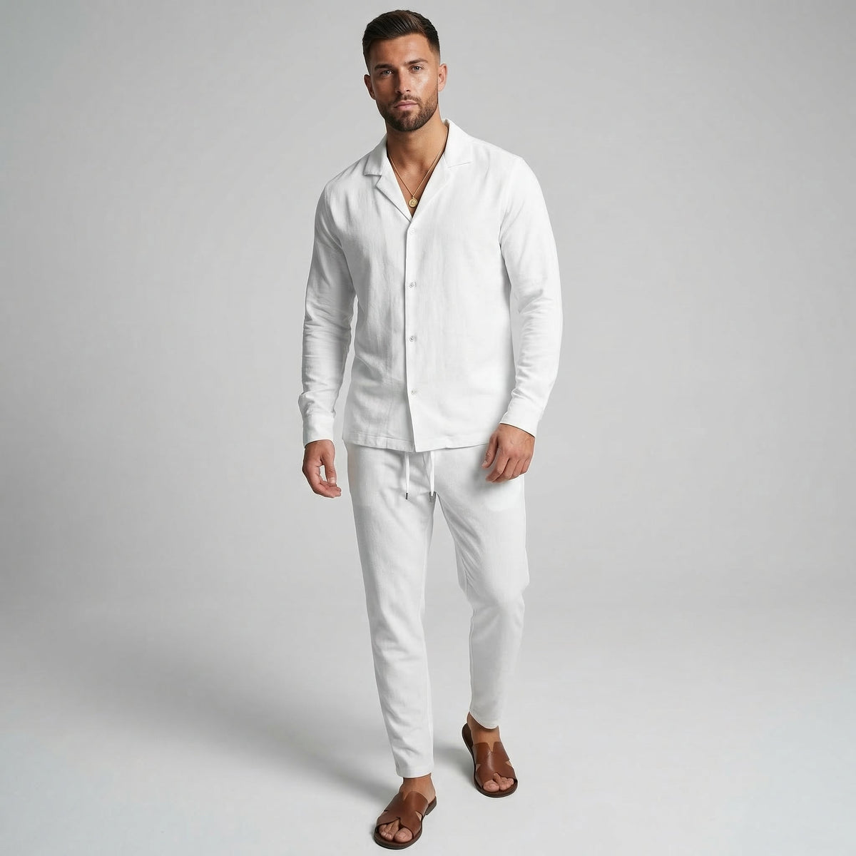 Men's Breathable Cotton Two-Piece Summer Set