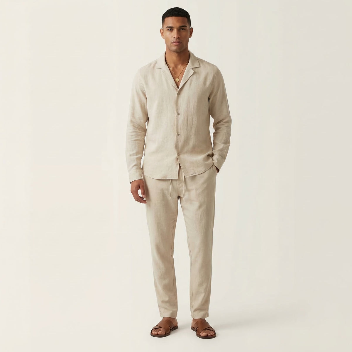 Men's Breathable Cotton Two-Piece Summer Set