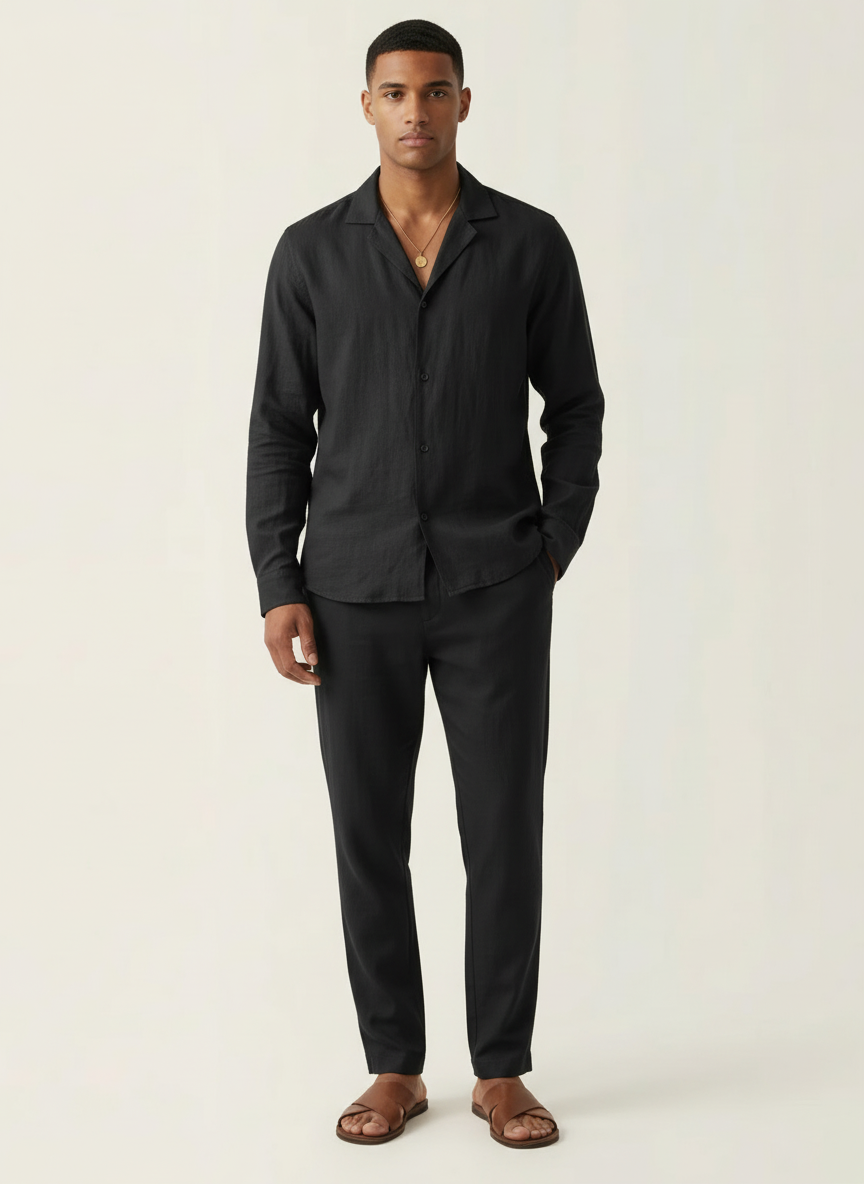 Men's Breathable Cotton Two-Piece Summer Set