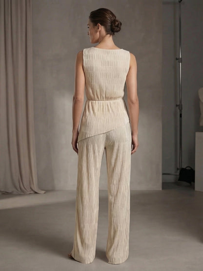 Women's Elegant Sleeveless Top and Wide Leg Pants Two-Piece Set