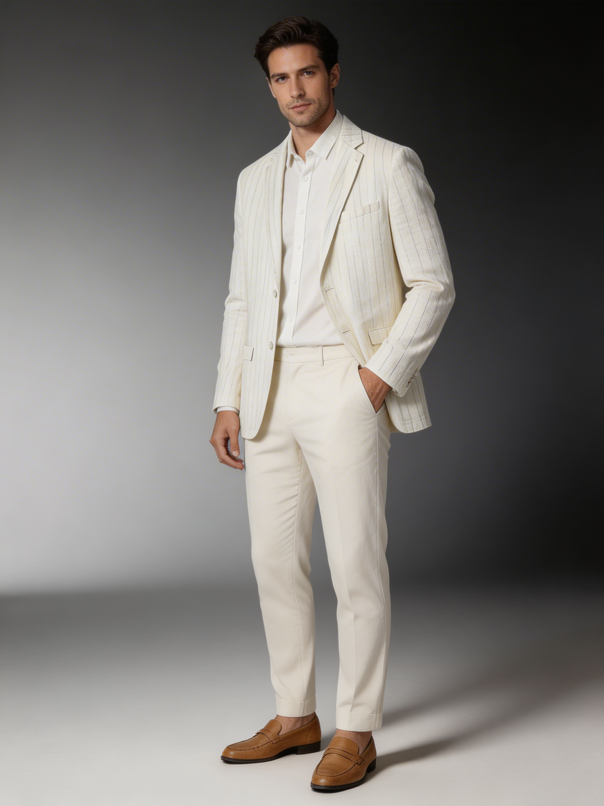 Men's Casual Linen Stripe Blazer Jacket
