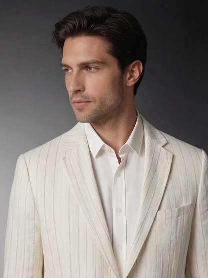 Men's Casual Linen Stripe Blazer Jacket