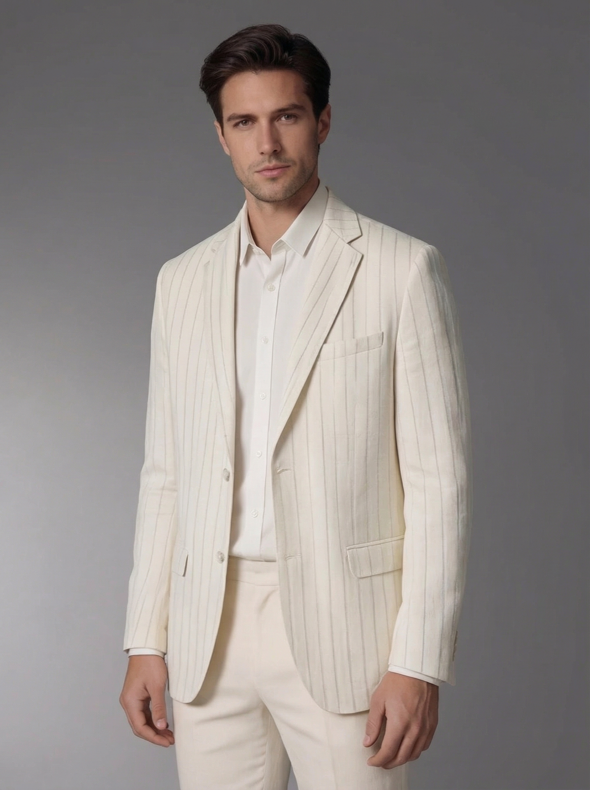 Men's Casual Linen Stripe Blazer Jacket
