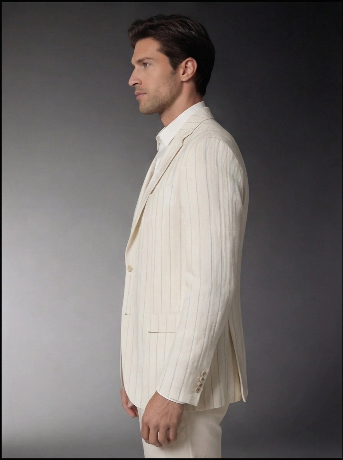 Men's Casual Linen Stripe Blazer Jacket