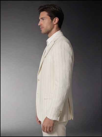 Men's Casual Linen Stripe Blazer Jacket