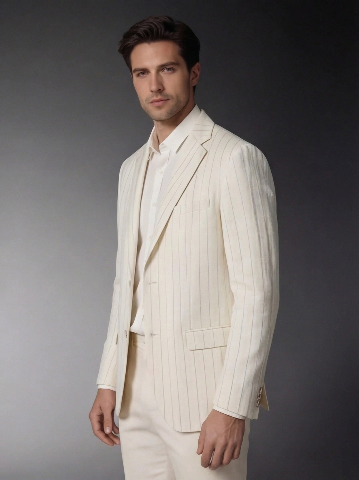 Men's Casual Linen Stripe Blazer Jacket