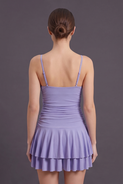 Women's Elegant Wrap Mini Dress with Frill Hem