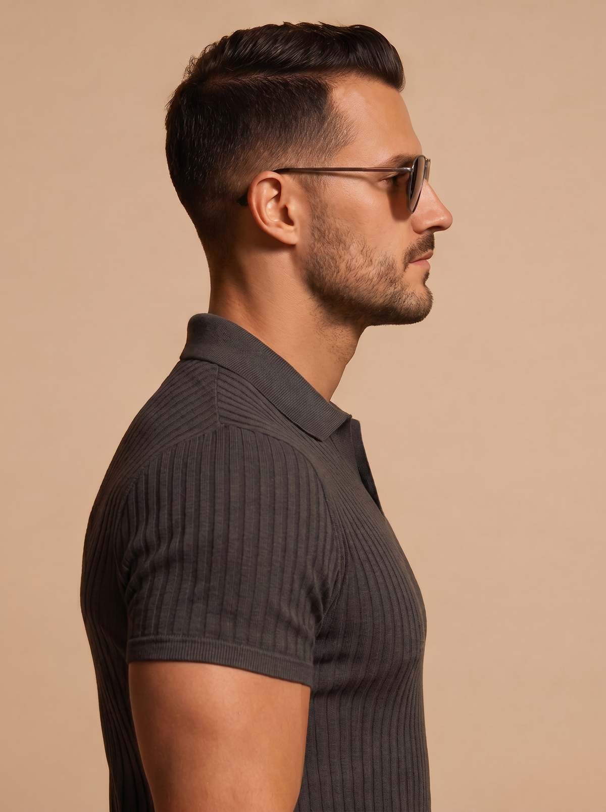 Men's Slim Fit Ribbed Cotton Polo Shirt