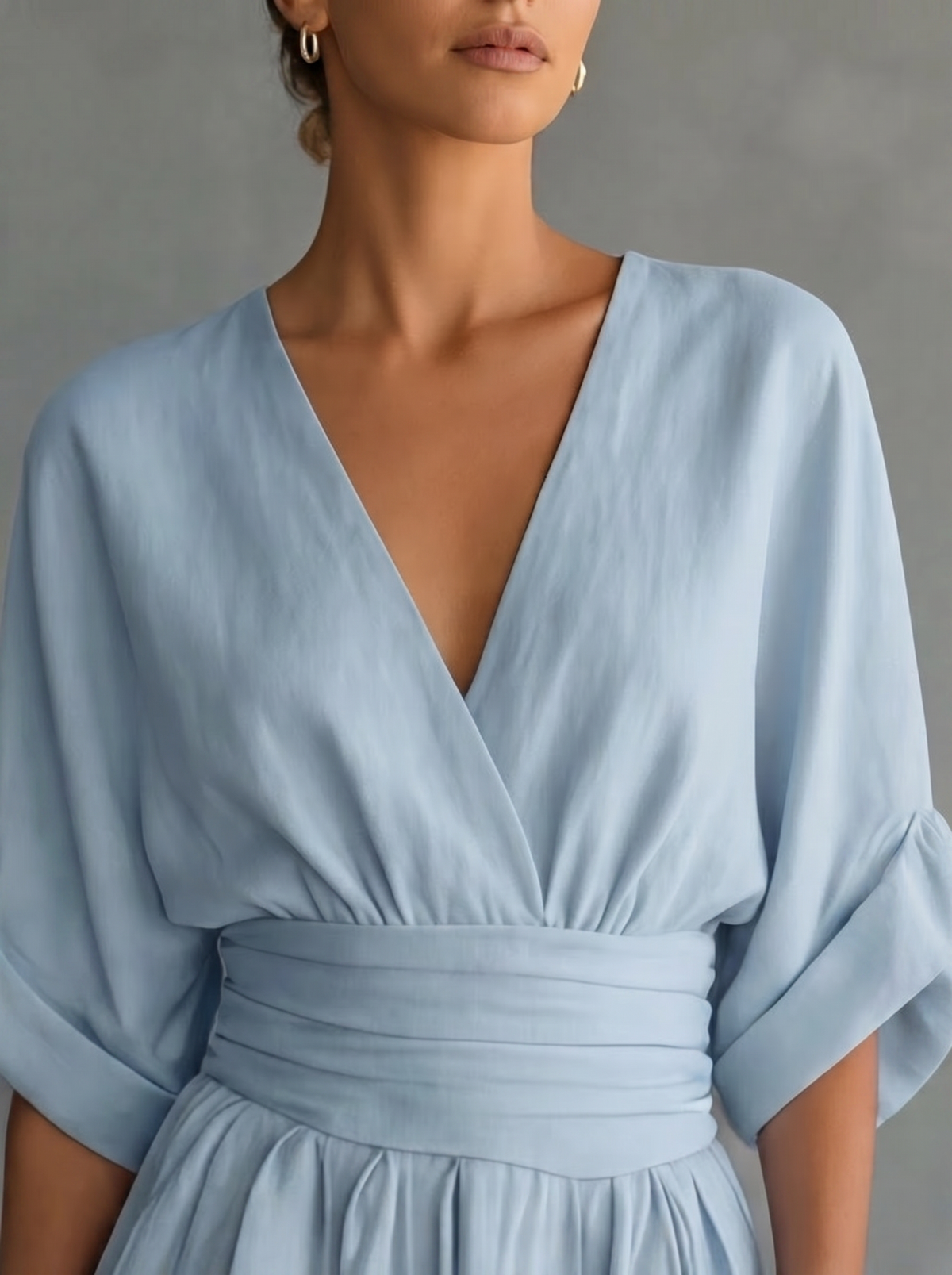 Women's Casual V-Neck Wide Leg Cotton Jumpsuit