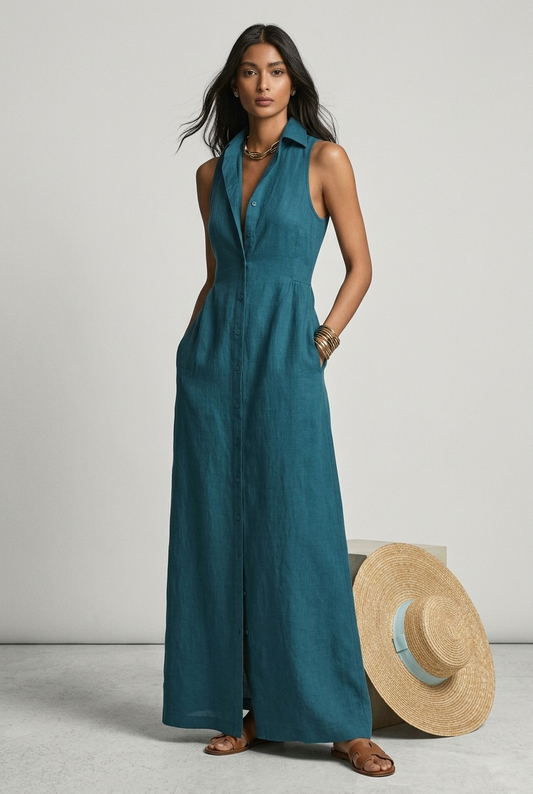 Women's Elegant V-Neck Midi Dress