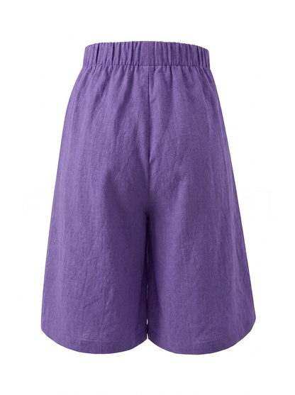 Women's Casual Cotton Pocket Pants with Elastic Waistband
