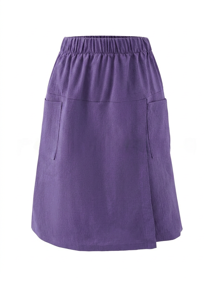 Women's Casual Cotton Pocket Pants with Elastic Waistband