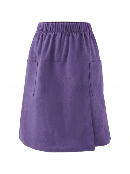 Women's Casual Cotton Pocket Pants with Elastic Waistband