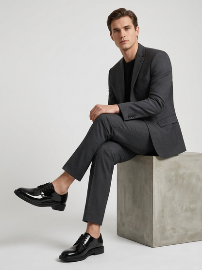 Men's Elegant Leather Lace-Up Derby Shoes