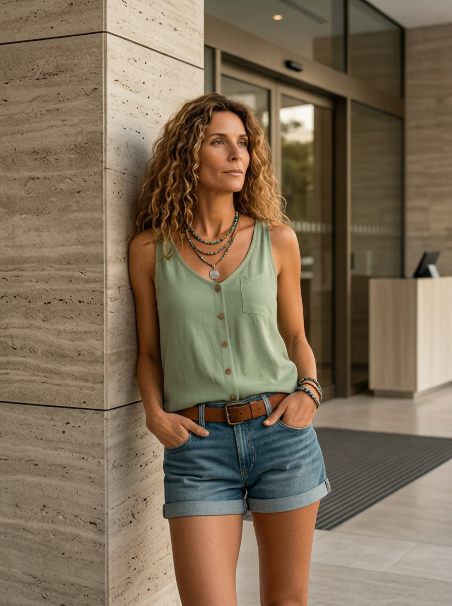 Women's Casual Lightweight Cotton V-Neck Tank Top